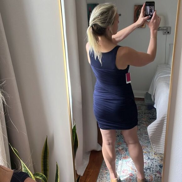 Vince Camuto Dress Womens XS St Barts Navy Blue Night Ruched - Picture 4 of 11